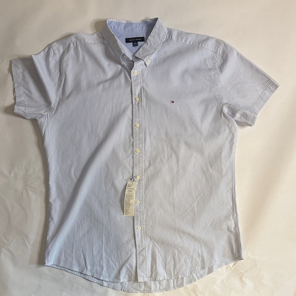 Tommy Hilfiger Men's Light Blue Pinstripe Shirt